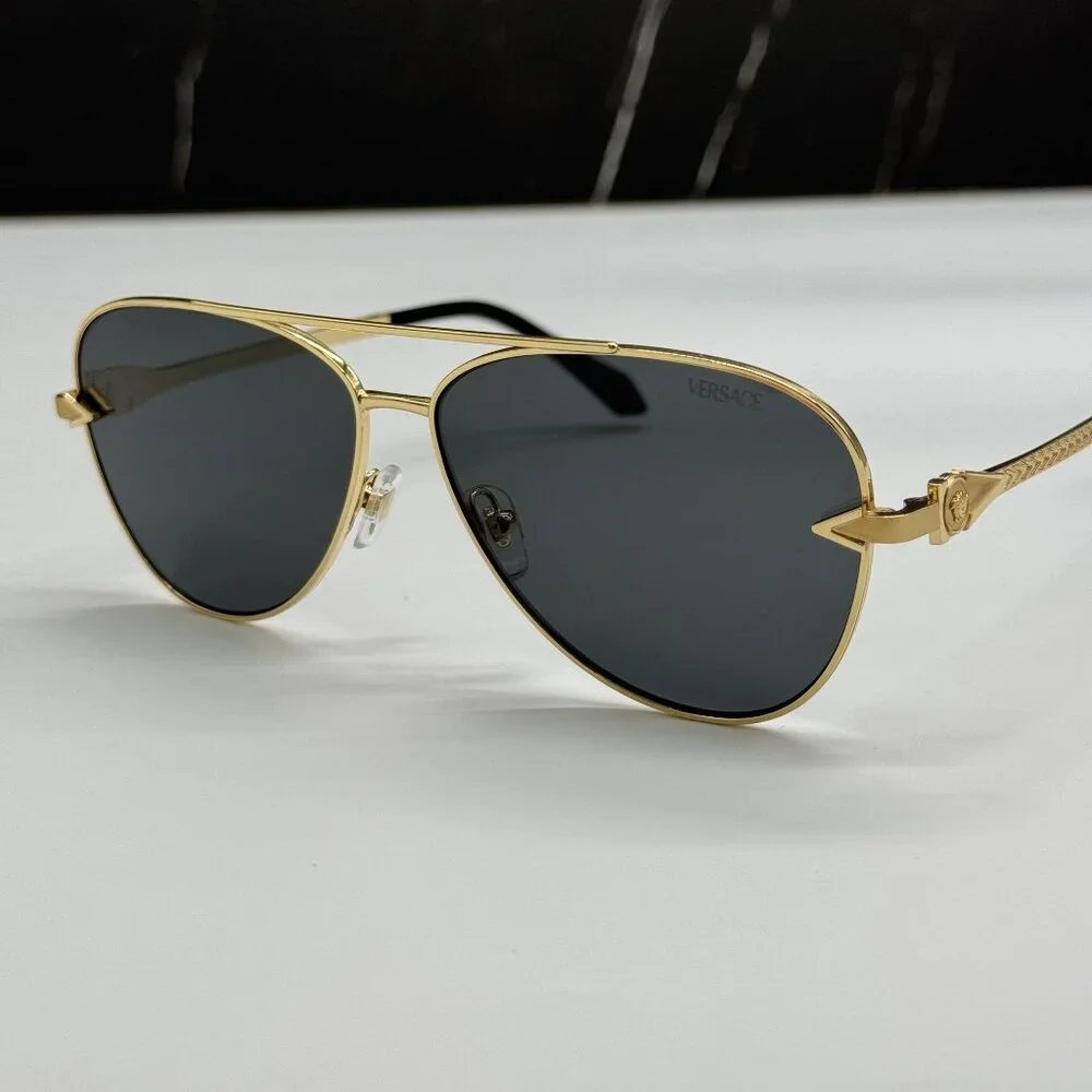NEW VERSACE VE2283 1002/87 GOLD GREY UNISEX SUNGLASSES VERSACE VE2283 100287